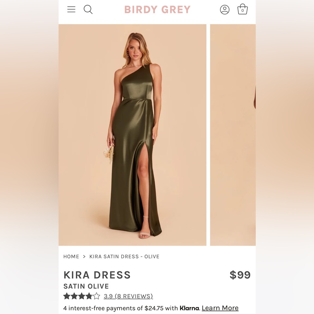 Satin Olive One Shoulder Bridesmaid Dress XS